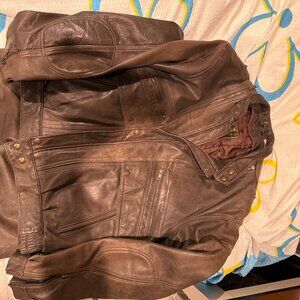 Hein Gericke German Brown Leather Men Biker SUIT 2 piece Jacket 42 Pants 36